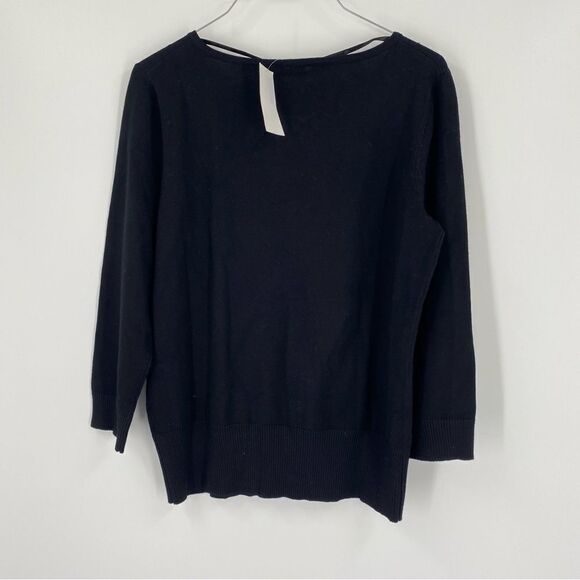 Cable & Gauge Women’s Round Neck 3/4 Sleeve Beaded Front Sweater size M Black - Picture 3 of 3